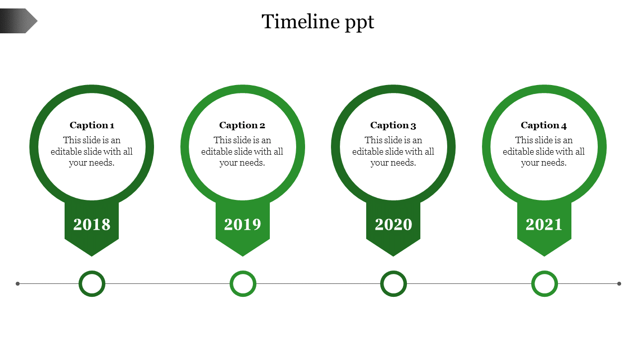 Free - Innovative Timeline PPT In Green Color Slide Model